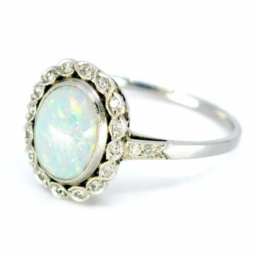 Bague Opale Diamant Platine