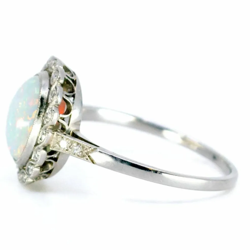 Bague Opale Diamant Platine