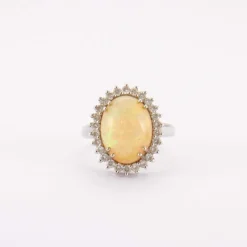 Bague opale, diamants