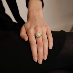 Bague opale, diamants