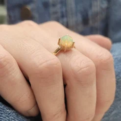 Bague opale et diamant