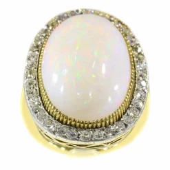 Bague opale et diamants