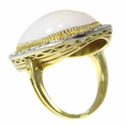 Bague opale et diamants