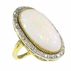 Bague opale et diamants