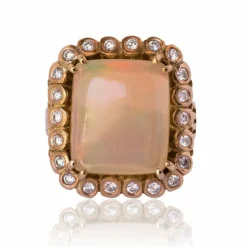 Bague opale et diamants vintage