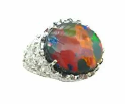 Bague opale noire d'Australie 4.74 cts, mine de Lightning Ridge