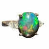 Bague Opale noire, diamant, or blanc