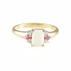Bague opale taille émeraude et rubis or jaune