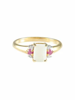 Bague opale taille émeraude et rubis or jaune