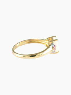 Bague opale taille émeraude et rubis or jaune