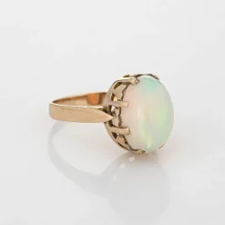 Bague opale éthiopienne bijoux de cocktail vintage en or jaune