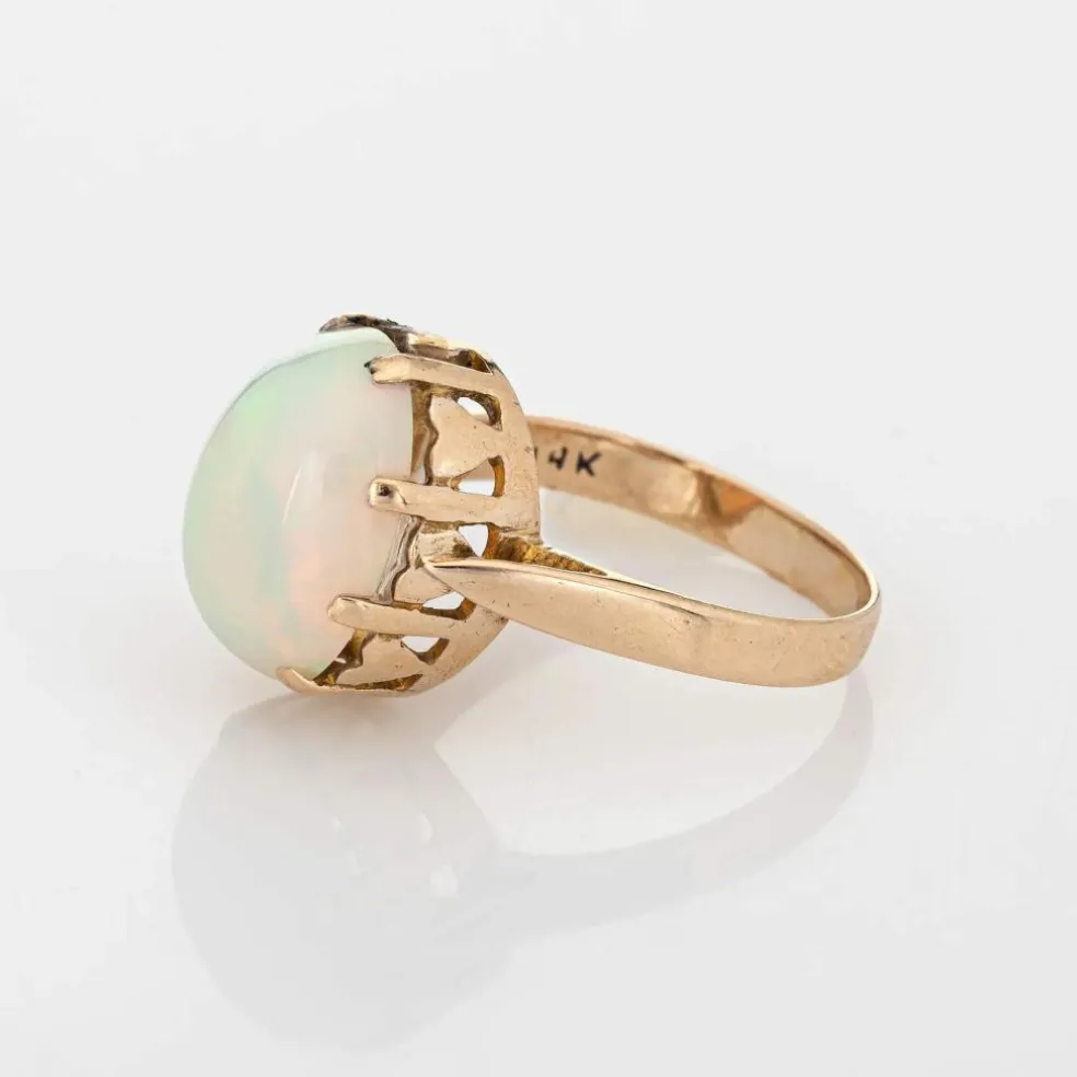 Bague opale éthiopienne bijoux de cocktail vintage en or jaune