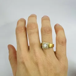Bague Or avec Diamant Central