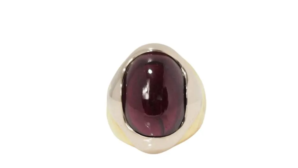 Bague or bicolore améthyste cabochon