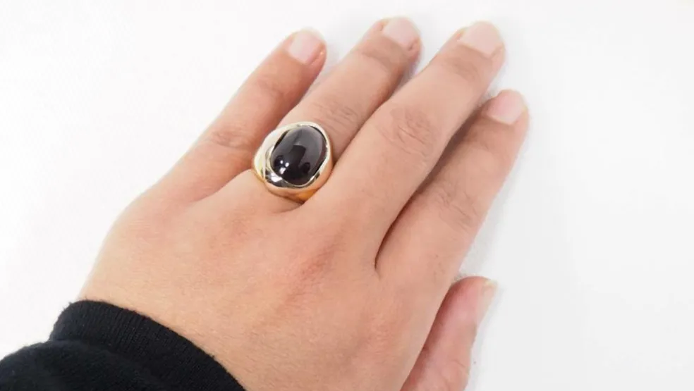Bague or bicolore améthyste cabochon