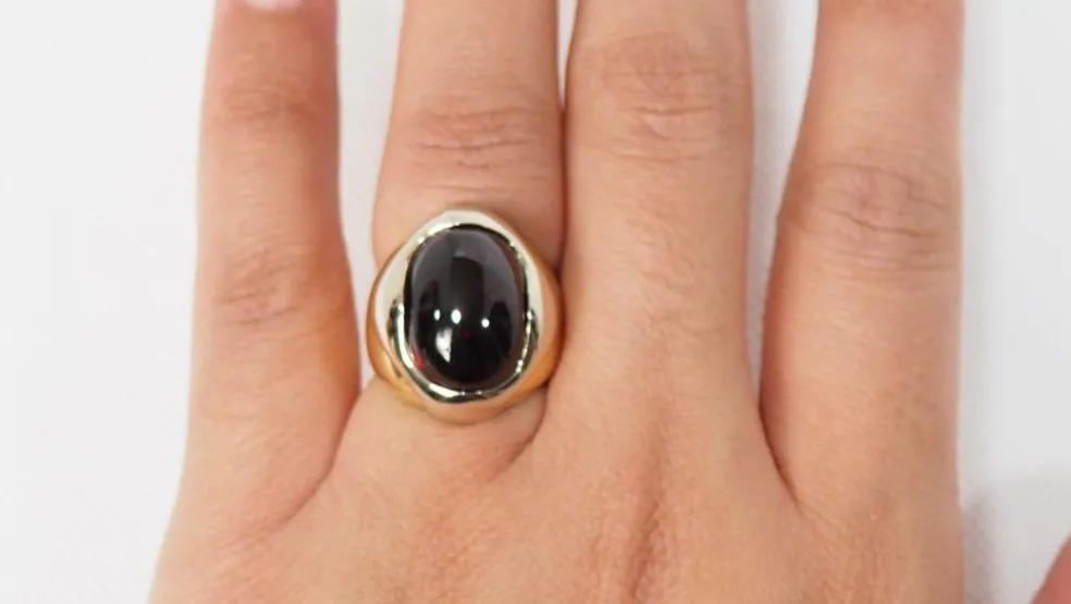 Bague or bicolore améthyste cabochon