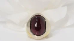 Bague or bicolore améthyste cabochon