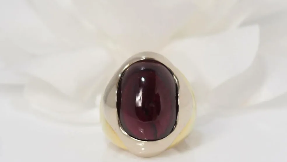 Bague or bicolore améthyste cabochon