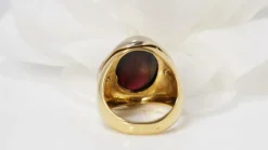 Bague or bicolore améthyste cabochon