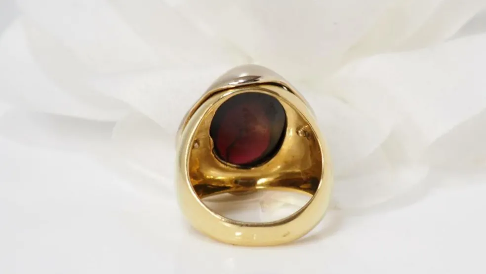 Bague or bicolore améthyste cabochon