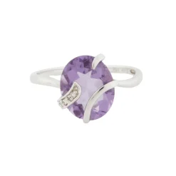 Bague Or Blanc - Améthyste et Diamants