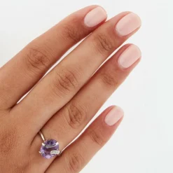 Bague Or Blanc - Améthyste et Diamants