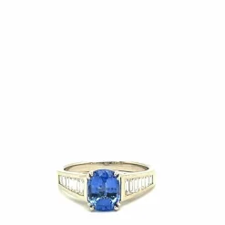 Bague Or Blanc 18 Carats Saphir Certifié et Diamants