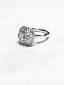Bague Or Blanc - Diamant Central 4,08 carats