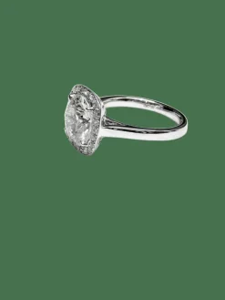 Bague Or Blanc - Diamant Central 4,08 carats