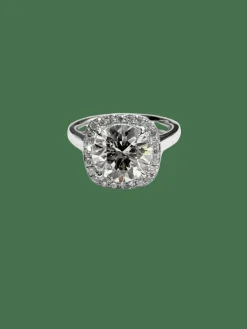 Bague Or Blanc - Diamant Central 4,08 carats