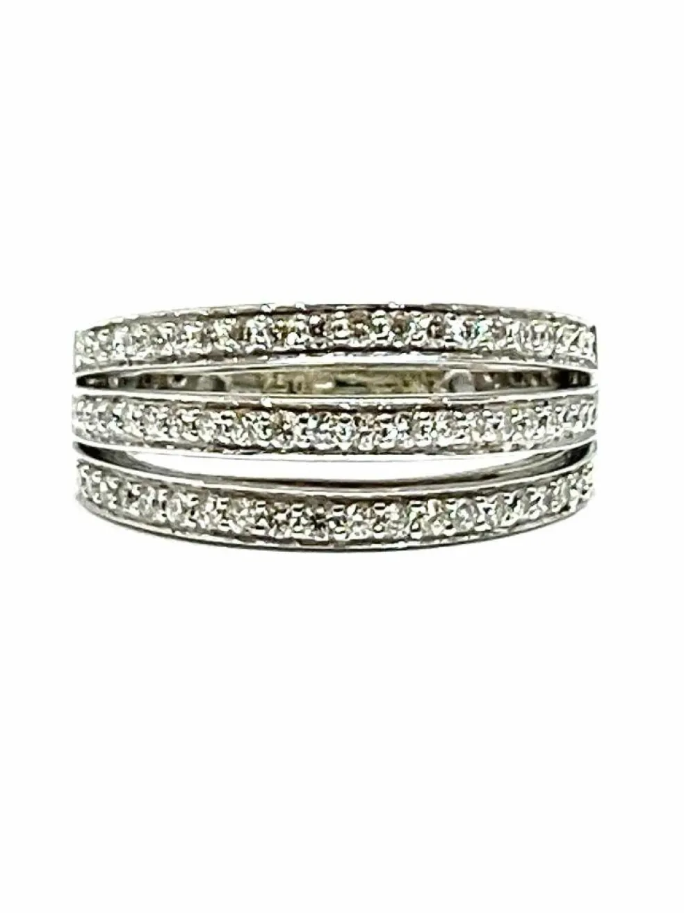 Bague or blanc 2 lignes de diamants