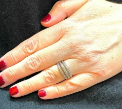 Bague or blanc 2 lignes de diamants