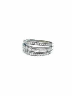 Bague or blanc 2 lignes de diamants