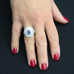 BAGUE OR BLANC - SAPHIR et DIAMANTS - ART DÉCO'