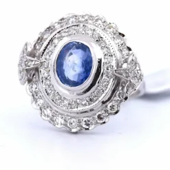 BAGUE OR BLANC - SAPHIR et DIAMANTS - ART DÉCO'
