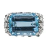 Bague Or blanc Aigue marine, Diamant