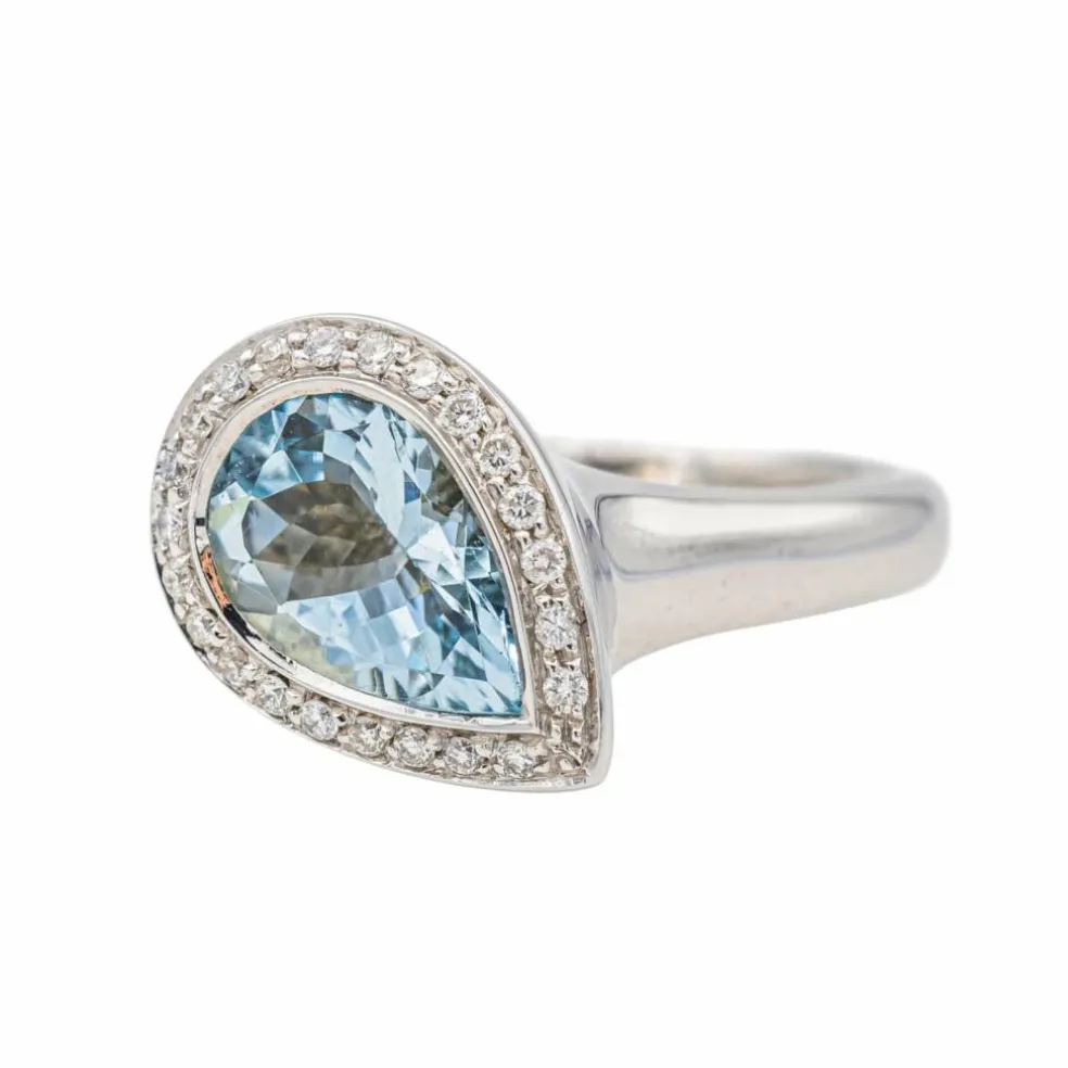Bague Or blanc Aigue Marine