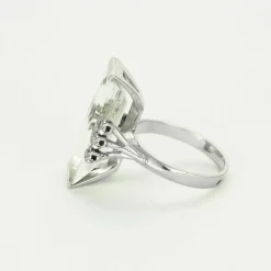 Bague or blanc, aigue marine et diamants