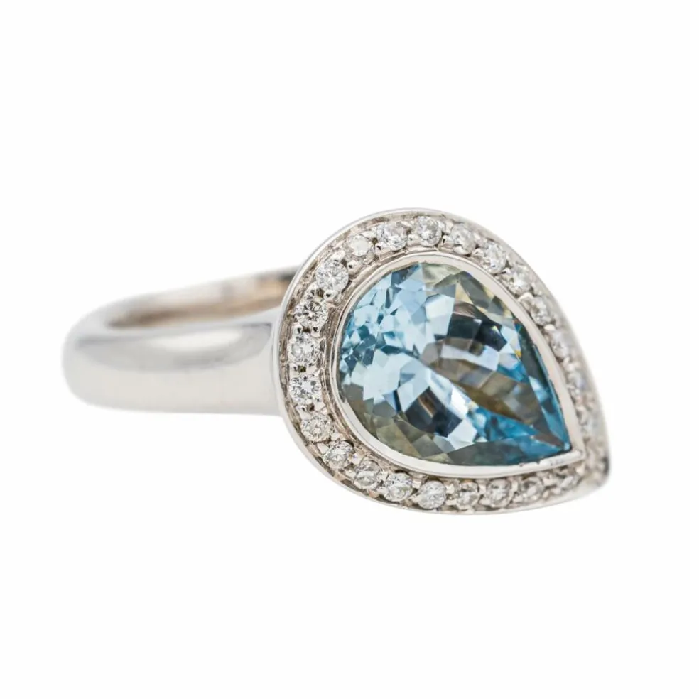 Bague Or blanc Aigue Marine
