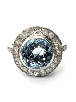 Bague or blanc aigue-marine diamants