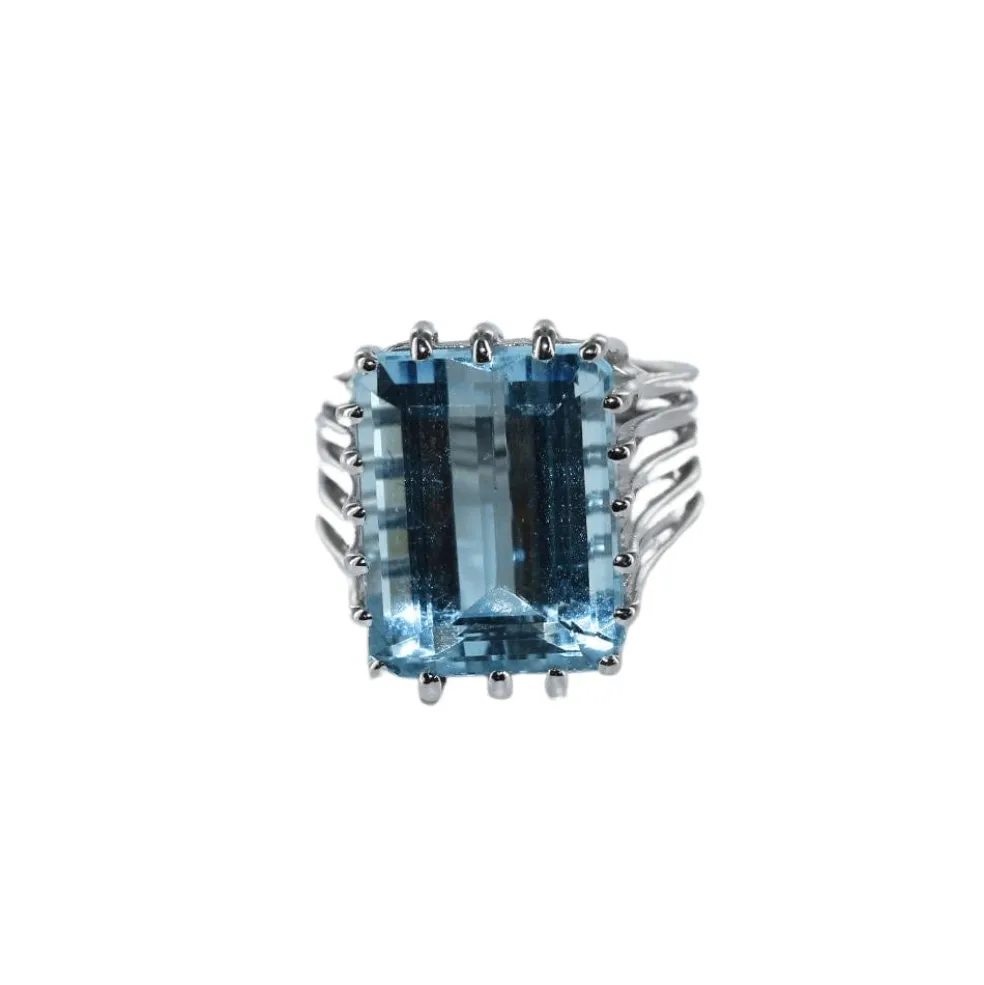 Bague Or blanc Aigue-marine