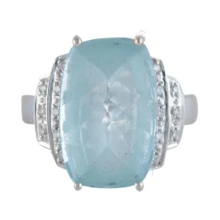 Bague or blanc aigue-marine