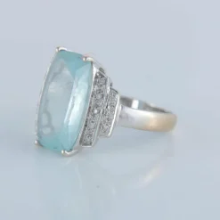 Bague or blanc aigue-marine