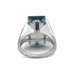 Bague or blanc, aigue-marine
