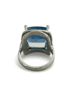Bague or blanc Aigue-marine 11,12 ct et diamants
