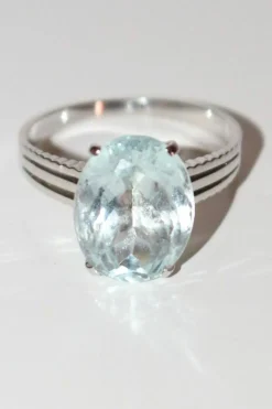 Bague Or Blanc Aigue-marine