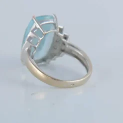 Bague or blanc aigue-marine