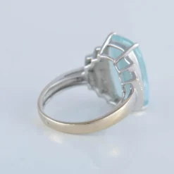 Bague or blanc aigue-marine