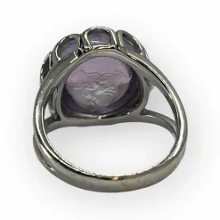 Bague or blanc améthyste cabochon