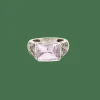 BAGUE OR BLANC, AMÉTHYSTE ET DIAMANTS.
